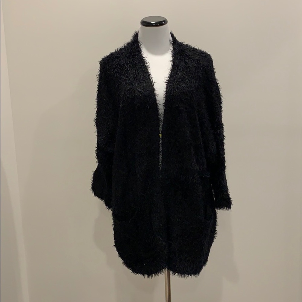 Black fuzzy cardigan